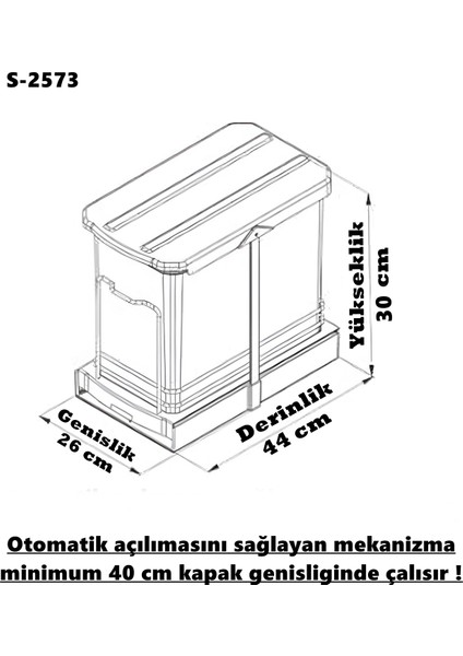 Starax 16 Lt 2573 Antrasit Teleskopik Raylı Çöp Kovası