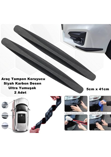 Tampon Koruyucu Plastik Ultra Yumuşak Şekil Alabilen Siyah Karbon Desen 2 Parça 5cm x 41CM 1. Kalite