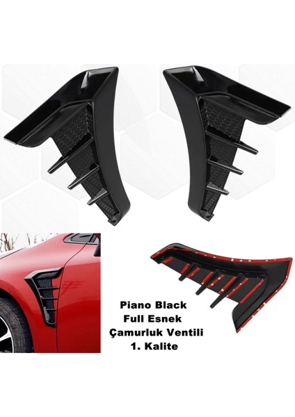 Araç Çamurluk Ventili Piano Black Full Esnek Model Sağ - Sol 2 Adet Ventil 1. Kalite- Caraks