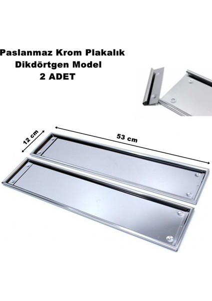 Paslanmaz Krom Nikelaj Plakalık 2'li Dikdörtgen Model 12 cm x 53 cm
