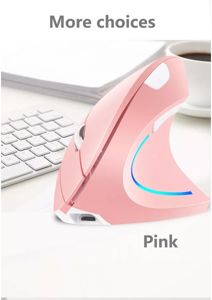 Pembe Pilli Dikey Ergonomik Kablosuz Mouse