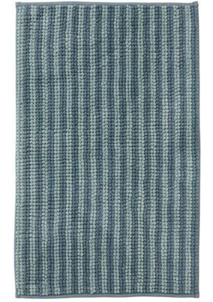 Banyo Paspası Çizgili-Mavi Renk Meridyendukkan 50X80 cm Mikrofiber - Yumuşak Paspas