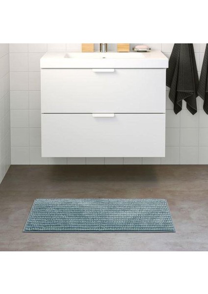 Banyo Paspası Çizgili-Mavi Renk Meridyendukkan 50X80 cm Mikrofiber - Yumuşak Paspas