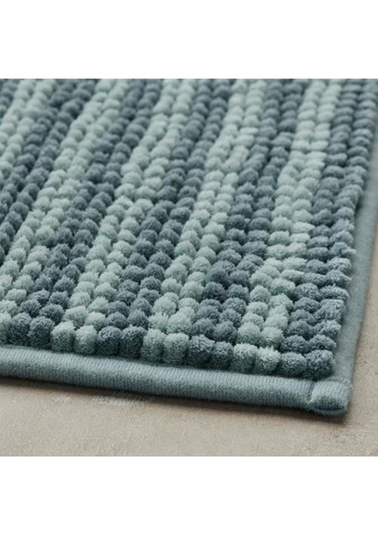 Banyo Paspası Çizgili-Mavi Renk Meridyendukkan 50X80 cm Mikrofiber - Yumuşak Paspas