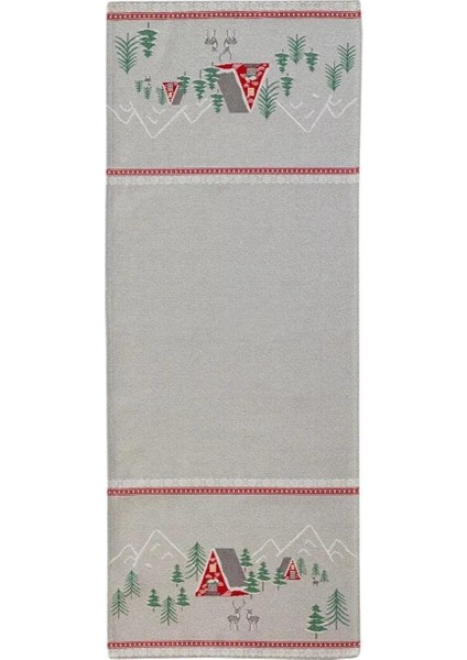 Yılbaşı Temalı Desenli Runner 45X120 cm
