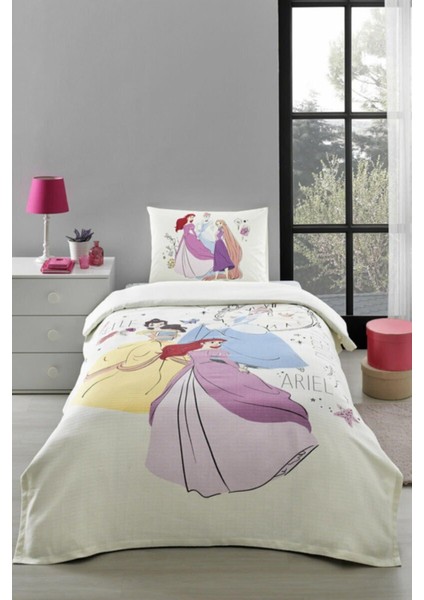Princess Time Tek Kişilik Disney Lisanslı Lastikli Fitted Çarşaf Çocuk Pike Takımı