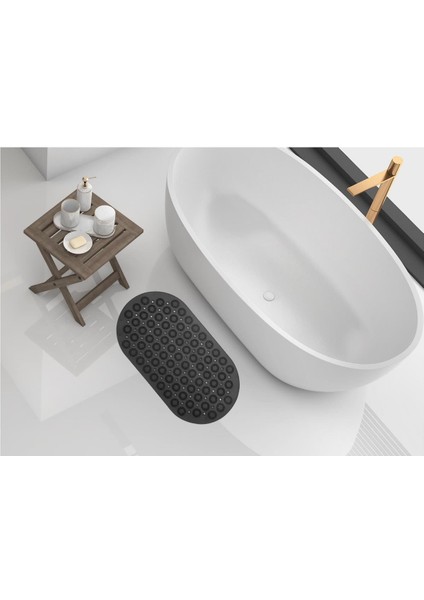 Massage Bath Mat Masajlı Vantuzlu Banyo & Duş Kaydırmazı Paspası Antrasit