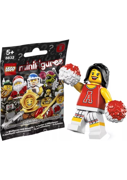 8833 Minifigür Seri 8 - Red Cheerleader,