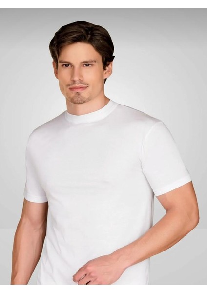 Erkek 6"lı Beyaz Sıfır Yaka Pamuklu Likralı Fanila Body 1003