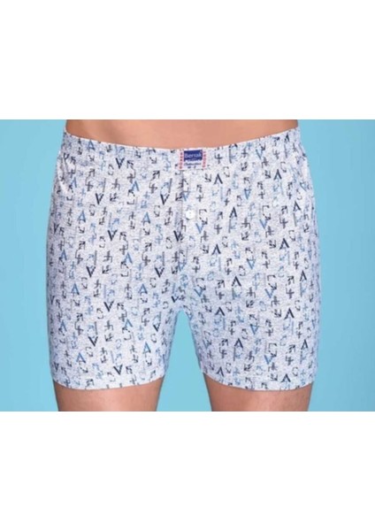 Erkek 6"lı Karışık Desen Penye Pamuklu Dügmeli Boxer 1053