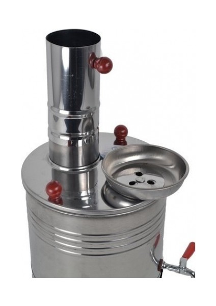 Semaver Tek Musluklu Krom Piknik Semaveri Odunlu Büyük Boy Kömürlü Semaver 3,5 Litre