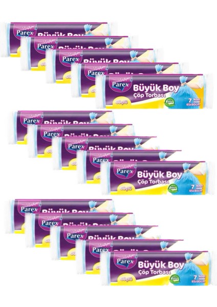 Güçlü Çöp Torbası Büyük Boy 65 cm x 80 cm Mavi Tek Rulo 15 Paket