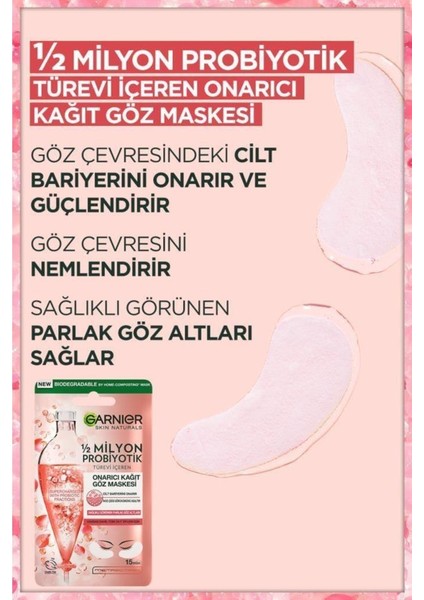 1/2 Milyon Probiyotik Türevi Içeren Onarıcı Kağıt Göz Maskesi 3'lü Set