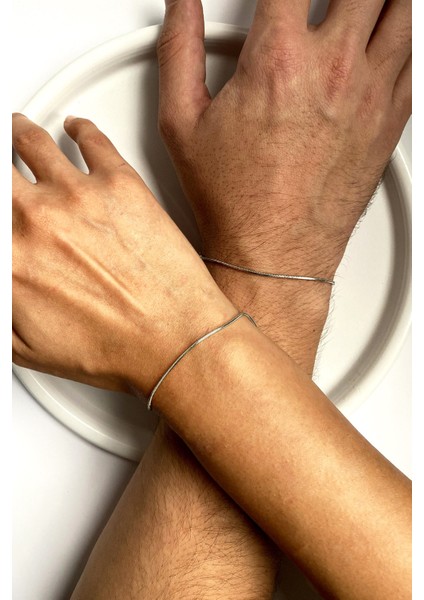 Çift Unisex Minimal Bileklikler (Gümüş-Gümüş) fırsatları