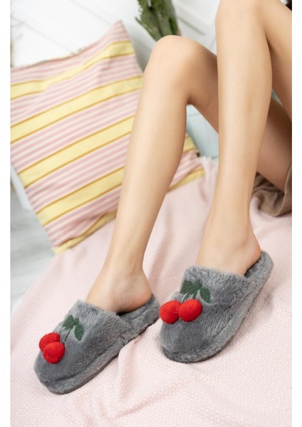 Kadın Ev Terliği Kirazlı Ev Terliği Kışlık Terlik Misafir Terliği Tüylü Terlik modelleri