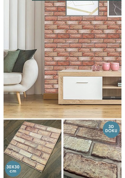 30 x 30 cm 3D Kendinden Yapışkanlı Duvar Kağıdı Kaplama Su Geçirmez Dekorasyon Mutfak Banyo