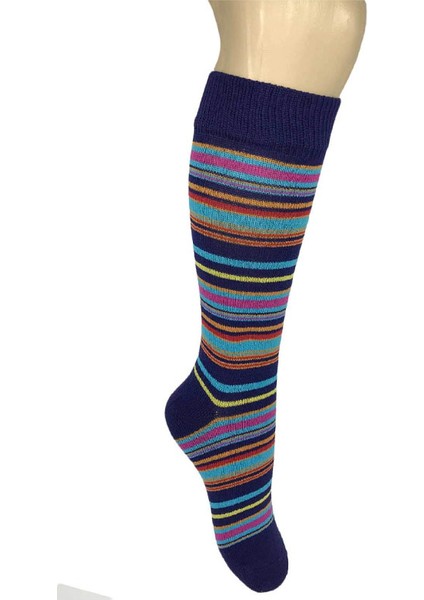 Beliz Desenli Orta Kalın Renkli Çocuk Dizaltı Çorabı 2 5 Yaş