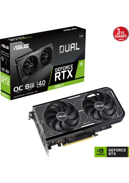 GEFORCE DUAL RTX 3060 TI 8GB 256bit GDDR6X 1695MHz OC HDMI 3xDP (DUAL-RTX3060TI-O8GD6X) EKRAN KARTI