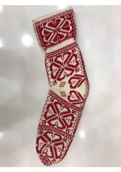 Kışlık Kilim Motifli Sıcak Tutan Örgü Yün Ünisex Çorap 11