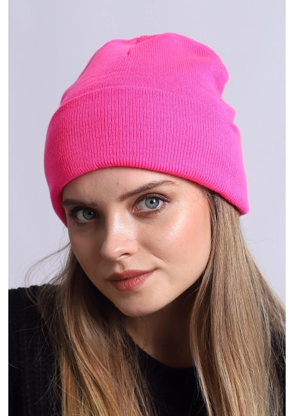 Basic Katlanır Style Fitilli Tarz Bere Kadın Pembe