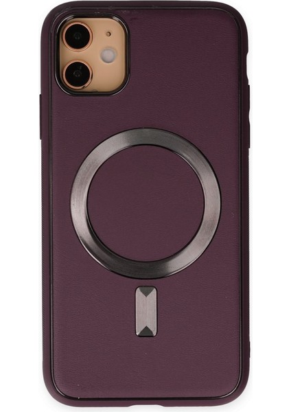 iPhone 11 Uyumlu Coco Deri Magneticsafe Silikon Telefon Kılıfı