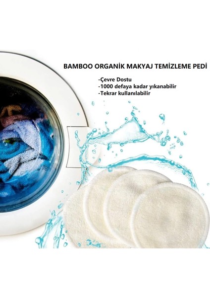 Bamboo Makyaj Temizleme Pedi Organik Pamuk Yıkanabilir Tekrar Kullanılabilir Makyaj Pedi 4 Adet