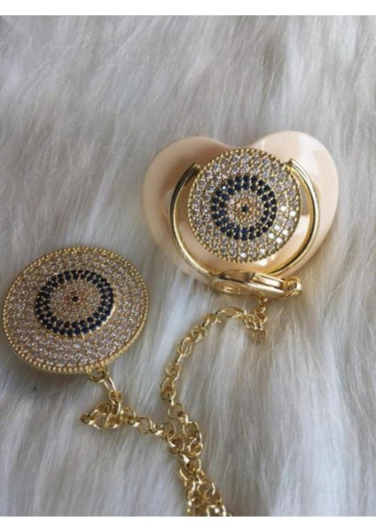 Nazar Boncuklu Zirkon Taşlı Emzik ve Zincir Takımı