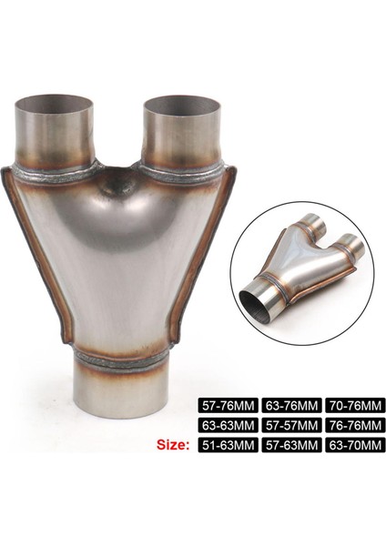 Otomobil Araba Egzoz Y-B-Pipe 2 "giriş 2.5" Çıkış Beygir Gücünü Artırdı, (Yurt Dışından)