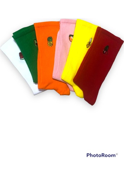 6 Çift Meyve Nakışlı Rengarenk Çorap Seti fiyatları
