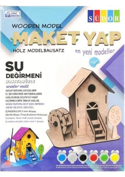 Südor Ahşap Maket Su Değirmeni Boyama Seti 16X15X14CM N:md2-07