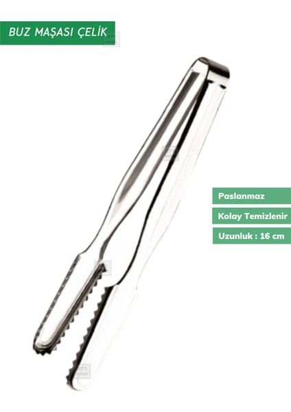 Buz Maşası Paslanmaz Buz Kaşığı Çelik Inox 16 cm