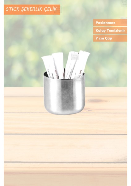 Şeker Kabı Paslanmaz Stick Şekerlik Çelik 7 cm Inox