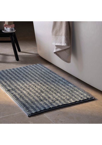 Banyo Paspası, Çizgili-Mavi, 50X80 Cm, Toftbo
