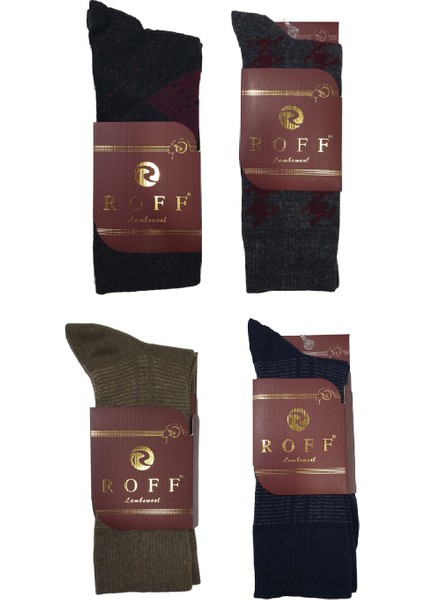 Yünlü Lambswool Koyun Kılı Kışlık Erkek Çorap Renk 4 Lü Paket