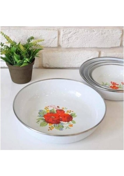 Emaye Zırhlı Desenli Muhallebi Kasesi 16 Cm--sym290123