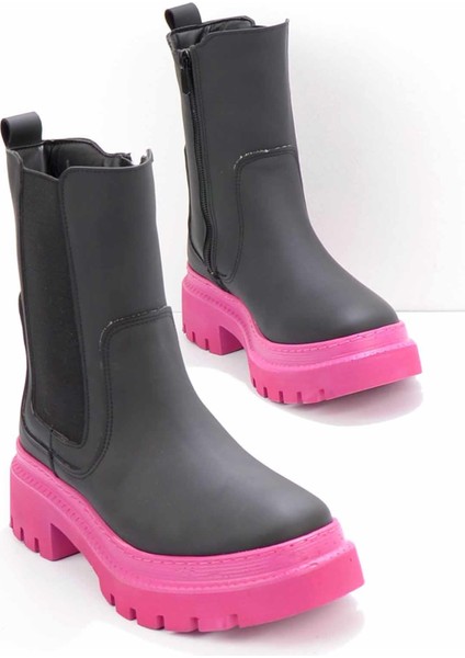 Mat Siyah Fuşya Kadın Bot & Bootie K02538111109