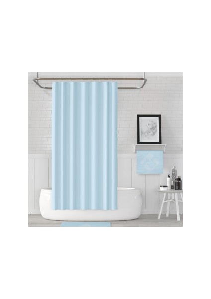 Mavi Banyo Perdesi 180X200 Duş Perdesi Tek Kanat Banyo Perdeleri - Su Geçirmez Küvet Perde