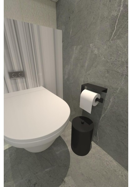 Bath Black Concept 4' Lü Set Tuvalet Kağıtlığı ve Havlu Askısı Fön Makinesi Tutacağı Rulo Peçetelik