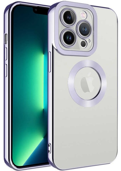 iPhone 12 Pro Max ile Uyumlu Kılıf Kamera Korumalı Logo Gösteren Colored Z-Omega Kapak Lila