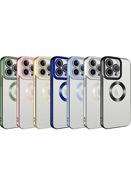 iPhone 11 Pro ile Uyumlu Kılıf Kamera Korumalı Logo Gösteren Colored Z-Omega Kapak Gümüş