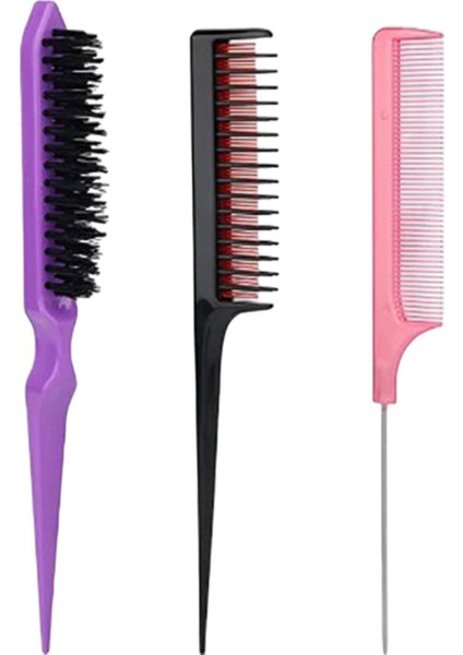 3pcs Saç Fırçası Set Kenar Slicking Pick Pick Pick Taşıma Taraklar Evde Kullanım (Yurt Dışından)