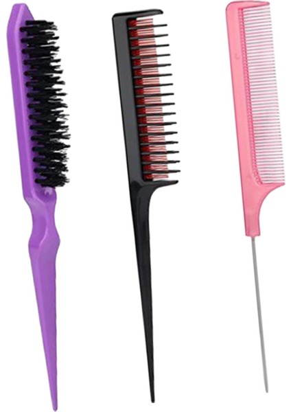 3pcs Saç Fırçası Set Kenar Slicking Pick Pick Pick Taşıma Taraklar Evde Kullanım (Yurt Dışından)