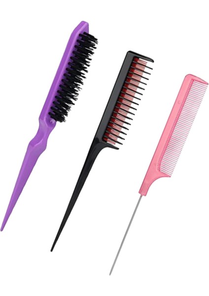 3pcs Saç Fırçası Set Kenar Slicking Pick Pick Pick Taşıma Taraklar Evde Kullanım (Yurt Dışından)