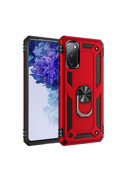 Galaxy S20 Kılıf Zore Vega Tank Sert Yüzüklü Standlı Zırh Koruma Kapak