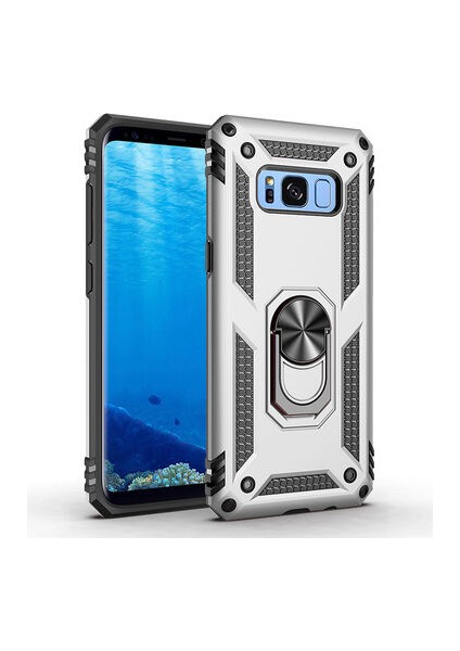 Galaxy S8 Kılıf Vega Tank Sert Yüzüklü Standlı Zırh Koruma Kapak