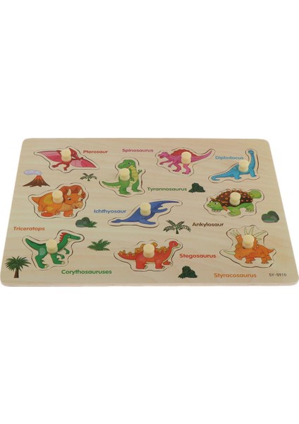 Ahşap Peg Bulmaca Seti Okul Öncesi Eğitim Montessori Oyuncak Dinozor (Yurt Dışından)