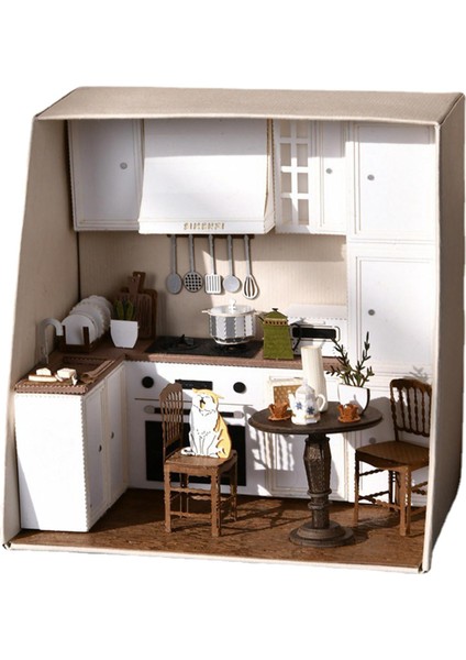 LED Işık ve Mobilya Seti 3D Bulmaca Model Mutfak W/ LED Minyatür Bebek Evi (Yurt Dışından)