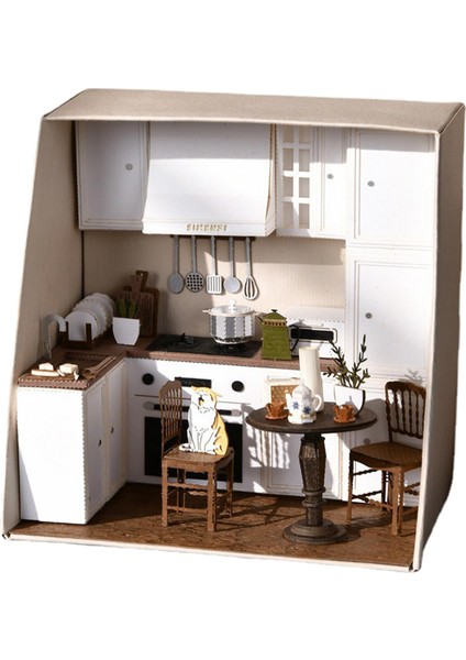 LED Işık ve Mobilya Seti 3D Bulmaca Model Mutfak W/ LED Minyatür Bebek Evi (Yurt Dışından)