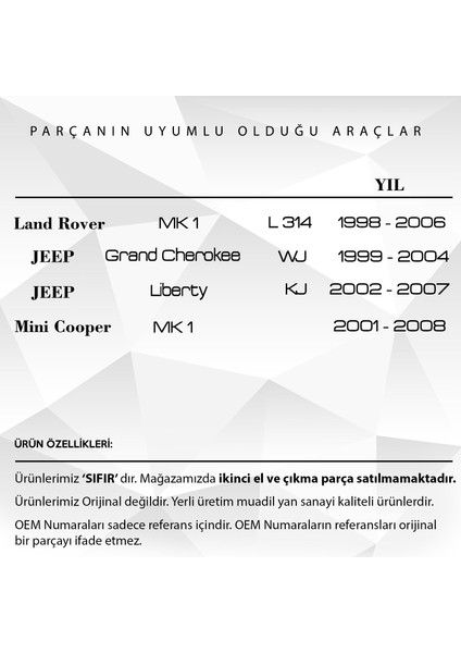Bmw - Chrysler-Land Rover Freelander Için Yan Katlanır Ayna Yaylı Motor Yuvası modelleri