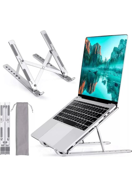 6 Ayarlanabilir Kademeli Masaüstü Alüminyum Ergonomik Kaydırmaz Macbook Notebook Standı